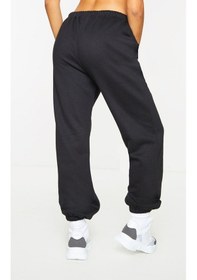 Resim Basic Düz Eşofman Altı Jogger - Siyah Lastik Paça Yüksek Bel Siyah-260222 