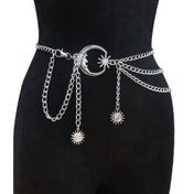 Resim Şık Çok Yönlü Ay Güneş Metal Basit Eşleşen Etek Pantolon Bel Süslemesi 