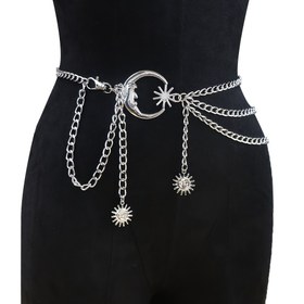 Resim Şık Çok Yönlü Ay Güneş Metal Basit Eşleşen Etek Pantolon Bel Süslemesi 
