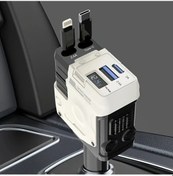Resim Challenger 4ü 1 Arada Hızlı Araba Şarj Cihazı Geri Çekilebilir Kablo Usb Portlu İos Typec Uyumlu Beyaz 