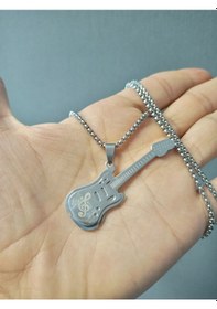 Resim Elektro Gitar İki Katmanlı Gümüş Renk 316l Paslanmaz Çelik Figür Çok Renkli 