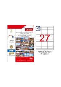 Resim Tanex TW-2327 70x30mm Kuşe Lazer Etiket 100 Lü Paket 