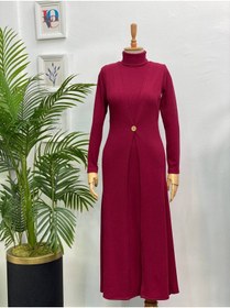Resim Esre Store 4440 - Yelek Elbise Tesettür İkili Takım Bordo 