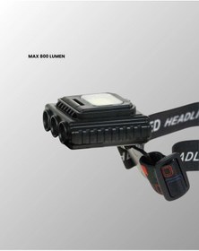 Resim Mey İthalat Cob + Xpe Led Kafa Feneri 800 Lumen Usb Type C Şarjlı Çok Modlu Siyah 