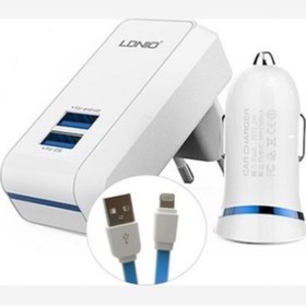 Resim LDNIO Şarj Aleti Araç Ve Ev Tipi Şarj Kiti 5v 2.1a Adaptör+ 5v 2.1a Araç Şarj+android Kablo Dl-s100m 