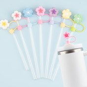 Resim 30/40 Ons İçin İzole Su Şişesi Saman Kapak, 10mm (0.4 İnç) Silikon Aksesuarlar, Çilek Çiçeği Tasarımı 
