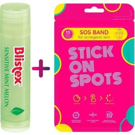 Resim Blistex Sensitive Mint Melon Dudak Bakım Kremi 4.25 G + Stick On Spot Akne Temizleme Sos Bandı 15'li 
