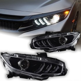 Resim CIVIC FC5 2016-2021 IÇIN UYUMLU ANIMASYONLU MUSTANG DIZAYN LED FAR TAKIMI 