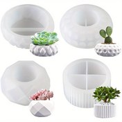 Resim 4 adet Bitki Saksıları Yapmak İçin Silikon Kalıplar, Kendin Yap El Sanatları Geometrik Döküm Reçine Kalıpları, Epoksi Reçine Saksı Kalıpları Beton, Alçı, El Yapımı Çimento Saksı Kalıpları, Ev Dekorasyonu İçin Sanat Malzemeleri 