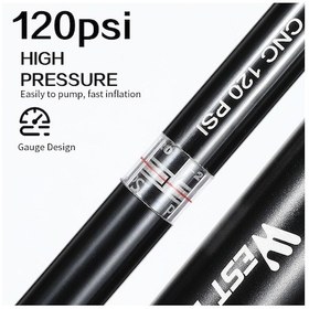 Resim Lemestar West Bıkıng Taşınabilir Bisiklet Pompası: 120psı Basınç Göstergeli, Acil Durum Ve Açık Hava Kullanımı İçin Pratik 