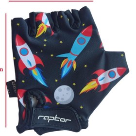 Resim SARİSSA BİSİKLET Raptor Çocuk Eldiveni Kısa Parmak Çocuk Bisiklet Eldiveni Silikon Jelli Roket Desenli M Beden 