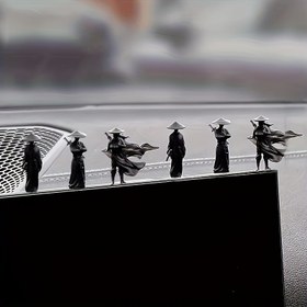 Resim 4 Adet Ninja Araba Pencere Yan Konsol Dekoru - Geleneksel Kapüşonlu Siyah Dövüş Sanatları Figürleri, Elektriksiz Araç İç Aksesuarı ile Şık Bir Yükseltme için, Konsol Üstü Süsleme | Geleneksel Giyimli | Dayanıklı Süsler 