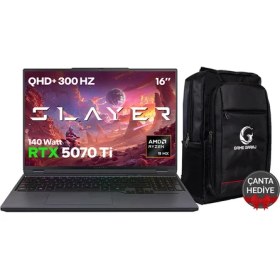 Resim Game Garaj Slayer R9T3D-5070Ti C2 Amd Ryzen 9 9955HX3D 64GB Ram 2tb SSD RTX5070Ti 16" Qhd IPS 300Hz Freedos Gaming Laptop 