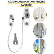 Resim Kilit Pencere Cam Pimapen Bebek Güvenlik Çelik Halatlı Emniyetli Anahtarlı Kapı Çocuk Kilidi 
