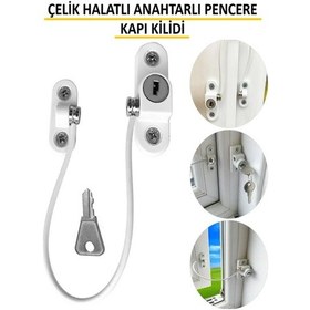 Resim Kilit Pencere Cam Pimapen Bebek Güvenlik Çelik Halatlı Emniyetli Anahtarlı Kapı Çocuk Kilidi 