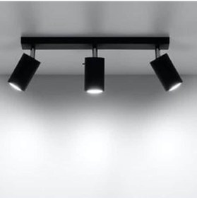 Resim Riolight Modern5 Siyah Mutfak,salon,giyinme Odası,cafeler İçin Gün İşiğı Metal 3lü Spot Ampul Dahil 3'lü Siyah 