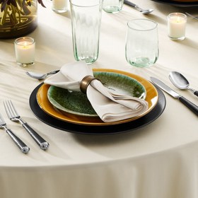 Resim Genoa Dokuma Keten Leke Tutmaz Peçete Kum Beji (2'li Set) - 45x45 cm 