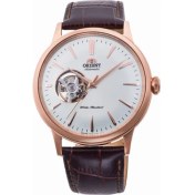 Resim Orient Bambino RA-AG0001S30B Kurmalı Otomatik Deri Kahverengi Beyaz Kadran Open Heart 41 mm Erkek Kol Saati 