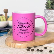 Resim Pembe Renk Güzel Annem İsimli Kupa Bardak 