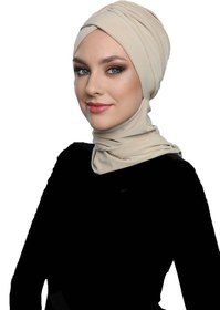 Resim elysianfidan Kardelen Atkılı Astarlı Bej Hazır Türban Tesettür Havuz Ve Dış Bone 