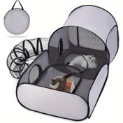 Resim Kedi Oyun Alanı ile Çevreleyen Tünel, Nefes Alabilen Yumuşak Kenarlı Açık/İç Mekan Evcil Hayvan Çit, Küçük Hayvanlar İçin Uygun, Çağdaş Stil Polyester Kedi Çadırı ile Taşıma Çantası 