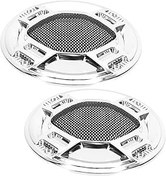 Resim Vaguelly Hoparlör Mesh Kılıf Seti Araba Hoparlörü Araba Stereo Için Dekoratif Daire Kılıf 