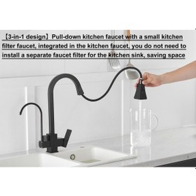 Resim Mutfak Eviye Bataryası Dual Flow Su Arıtma Çıkışlı Yeni Mat Siyah 