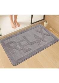 Resim Doğal Kaymaz Taban Banyo Paspas Uzun Ömürlü Yumuşak Dokulu Su Emici Yıkanabilir Relax 60x100 Gri 