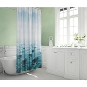 Resim Zethome Tropik Banyo Duş Perdesi 5075 Çift Kanat 2X120X200 Turkuaz 