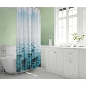 Resim Zethome Tropik Banyo Duş Perdesi 5075 Çift Kanat 2X120X200 Turkuaz 