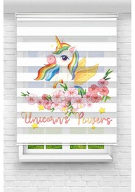 Resim Perdecizade Enxboy Renkli Unicorn Dijital Baskılı Zebra Perde-cocuk Odası-stor Perde Pz-2528 Renkli 