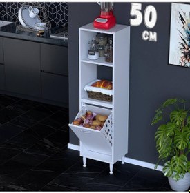 Resim Aras Sepetli 2 Fırın Bölmeli Mutfak Robotu Ve Kahve Köşesi Çok Amaçlı Dolap 50 Cm Genişlik Beyaz 