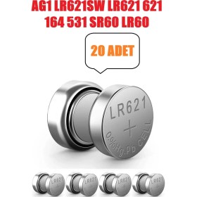 Resim Derwell 20 Adet 20'li Ag1 364 LR621SW Ag1 LR621 621 164 531 LR60 1.5V 2 Kartel Düğme Pil Hesap Makinesi/terazi/saat/oyuncak/garaj Pili Yuvarlak Pil 