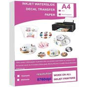 Resim 10 Yaprak A4 Mürekkep Püskürtmeli Su Kaydırma Çıkartması Transfer Kağıdı - Yüksek Çözünürlük, Beyaz/Şeffaf, 21.01x29.72 cm, Tüm Mürekkep Püskürtmeli Yazıcılarla Uyumlu, Kendin Yap Projeleri ve Ticari Kullanım İçin Mükemmel, Çok Yönlü Transferler | Parlak Bitiş | Yüksek Çözünürlüklü Baskılar 