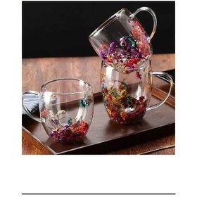 Resim 250 Ml Büyük Cidarlı Çiçekli Bardak 1 Adet Royaleks-1385 Şeffaf 