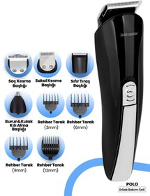 Resim GoldMaster Polo Paslanmaz Çelik Ayarlanabilir Full Standlı 9 In 1 Erkek Bakım Seti 