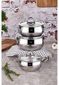 Resim Taç Vitali Indüksiyon Tabanlı 3'lü 6 Parça Çelik Güveç Seti Tac-3459 - Gri 