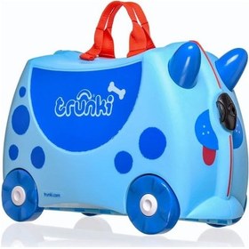 Resim Trunki Köpek Dougie Dog Binilen Ve Sürülen Çocuk Bavulu Mavi 