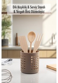 Resim Vizon Silindir Dik Kaşıklık & Tezgah Üstü Düzenleyici & Servis Standı 