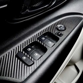 Resim Design Hyundai Bayon ile Uyumlu Iç Trim Folyo Kaplama Set Ayna Katlama Butonsuz, Mat Karbon Siyah 