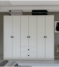 Resim Metalia Gm 069 Delüx 6 Kapı 2 Çekmeceli Düğme Kulplu Gardırop 