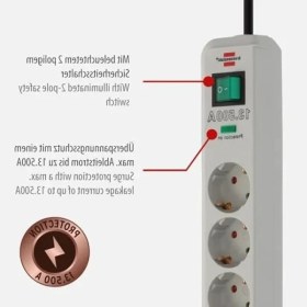 Resim Erdo Ticaret 6'lı Akım Korumalı Uzatma Priz - Kumandalı ve 1,5 M Kablo Uzunluğu 