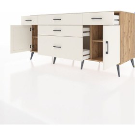 Resim Kronos Konsol 2 Raflı 5 Çekmeceli 2 Kapaklı 176x59x83 Çam-aytaşı/aytaşı Aytaşı/aytaşı 