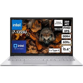 Resim Asus VivoBook 15 X1504VA-NJ412HMF80 i7-1355U 32 GB 256 GB SSD 15.6" W11H Dizüstü Bilgisayar 