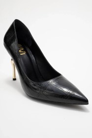 Resim Luvishoes Luvi Shoes Hudson Siyah Baskı Kadın Topuklu Ayakkabı Siyah 