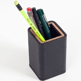 Resim Turgut Office Masaüstü Küçük Ahşap Detaylı Kalemlik Siyah 