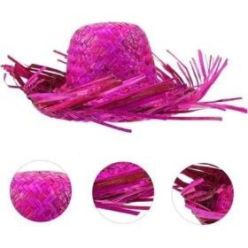 Resim Alvo Store Tropikal Parti Fuşya Hasır Hawaii Şapkası 