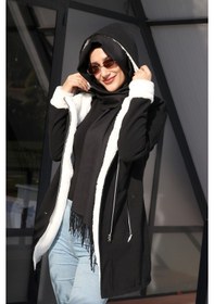 Resim Barbora Kışlık Günlük Kaşe Kadın Tesettür Kaban 819siyahtesettür 
