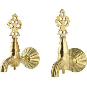 Resim FKN İkili Hamam Taslı Lüx Sarı Osmanlı Musluk 