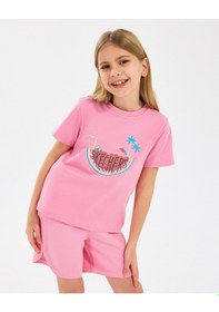 Resim Skechers G Graphıc Tee T-shirt Büyük Kız Çocuk Pembe Tshirt Sk2510132-610 Pembe 
